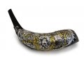 3-D Design Gold and Silver Decorative Rams Horn Shofar - Lion of Judah and Menorah