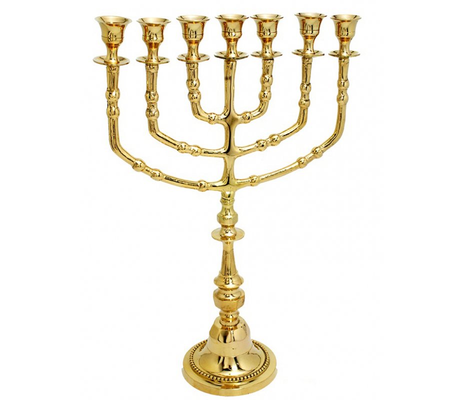 7 Branch Menorah Decorative - Gold Colored Brass 15