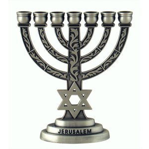 Pewter Star of David Temple Menorah