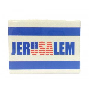 Jerusalem and USA in Blue and White - Ceramic Magnet