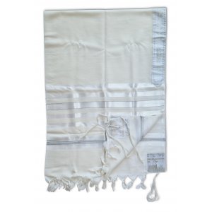 Barak Talitnia, Lightweight Wool Tallit Prayer Shawl Non-slip - Silver Stripes