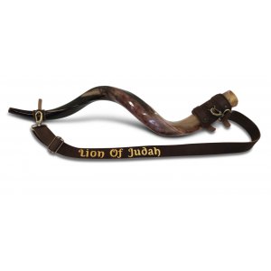 Custom Text Personalized Leather Shoulder Strap Carrying Yemenite Shofar Kudu Horn