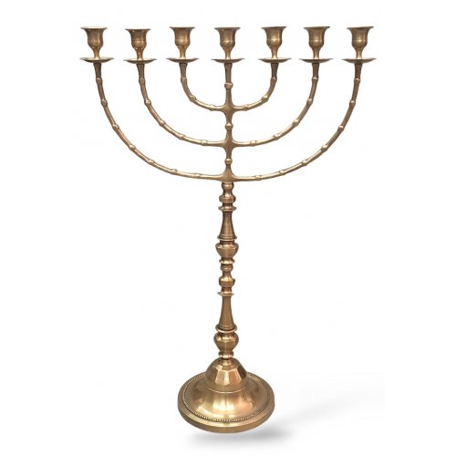 Antique Finish Extra Large Seven Branch Menorah on Stem - 32