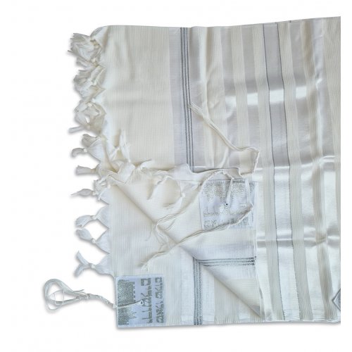 Barak Talitnia, Lightweight Wool Tallit Prayer Shawl Non-slip - Silver Stripes