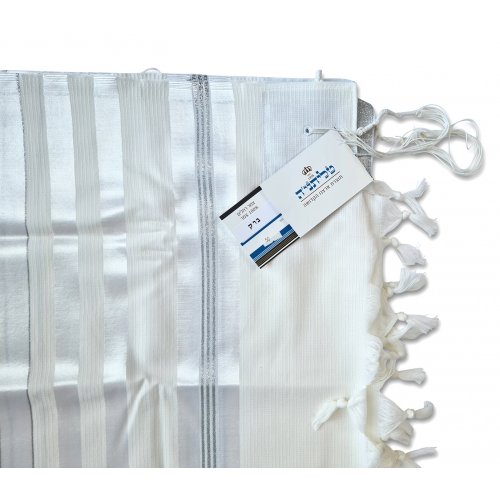 Barak Talitnia, Lightweight Wool Tallit Prayer Shawl Non-slip - Silver Stripes