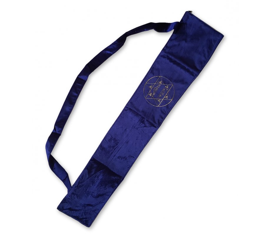 Blue Velvet Pouch for Yemenite Shofar - Gold Embroidered Jerusalem & Star of David