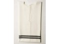 Boys and Mens White Wool Tallit Katan Without Center Fringes - Black Stripes