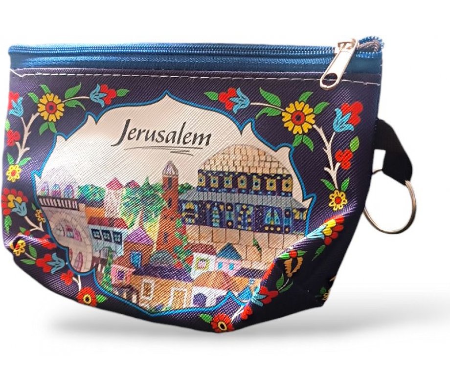 Colorful Change Purse, Views of Jerusalem in Floral Flame - Polyester