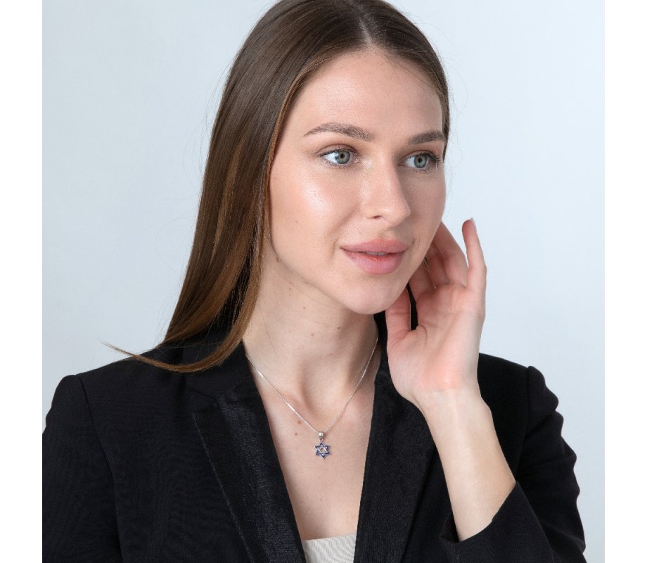 Double Star of David Pendant with Jerusalem Images on Reverse - Sterling Silver
