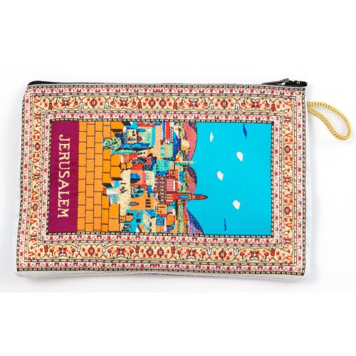 Embroidered Fabric Purse, Choice of Sizes - Colorful Jerusalem Design