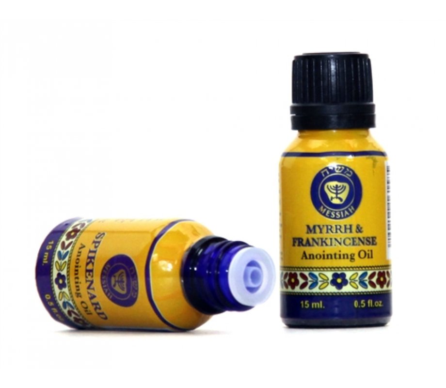 Frankincense and Myrrh - Essence of Jerusalem Anointing Oil Cobalt Bottle 15 ml.