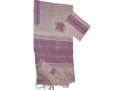 Fuchsia Stripes on Handwoven White Silk Prayer Shawl Tallit Set - Gabrieli