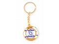 Gold Key Ring with Swivel Center  Decorative Blue and White Flag of Israel