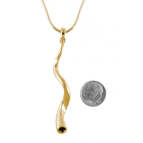 Gold Tone Kudu Yemenite Shofar Necklace Pendant Rhodium Plated