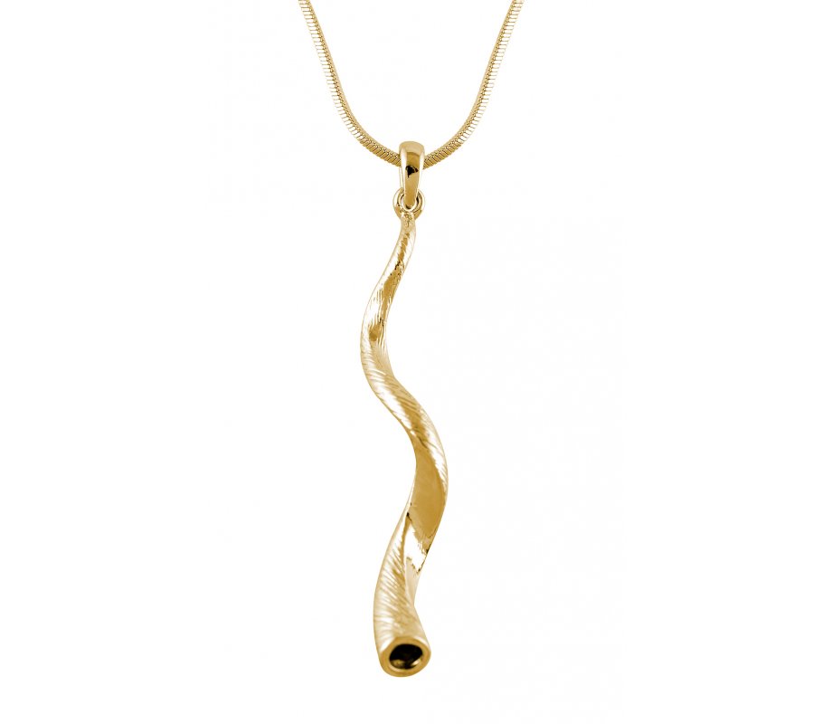 Gold Tone Kudu Yemenite Shofar Necklace Pendant Rhodium Plated