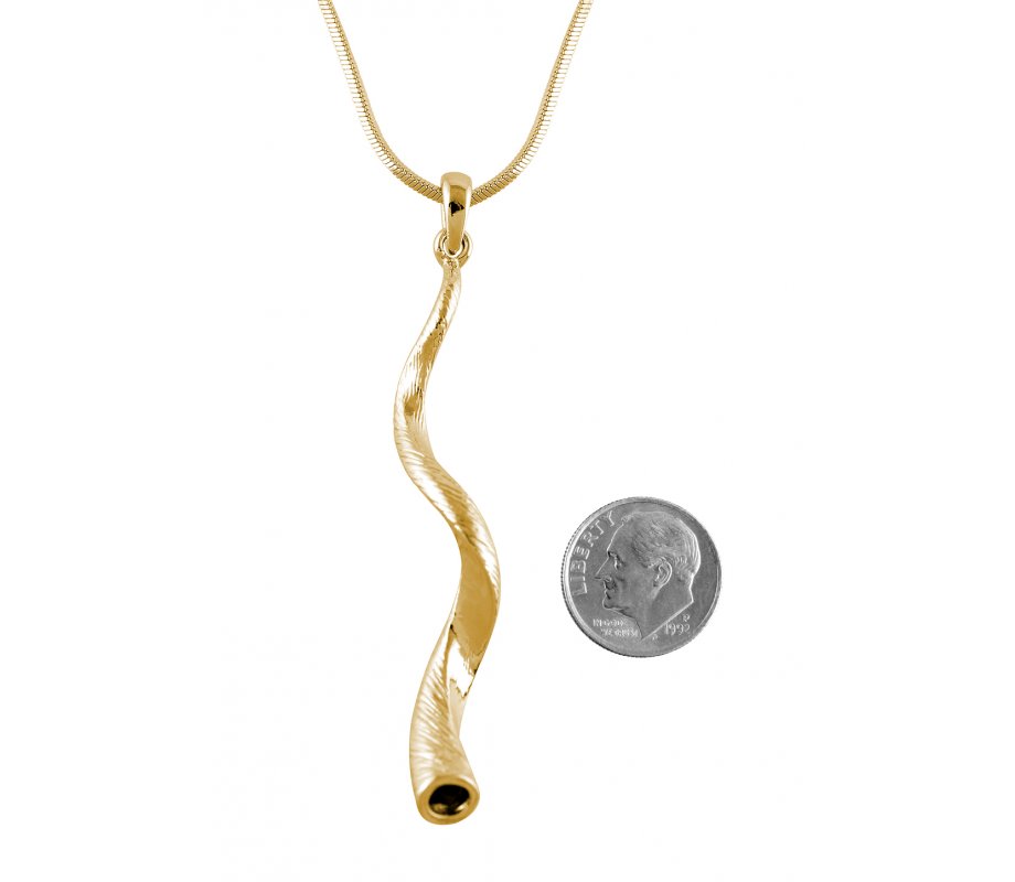 Gold Tone Kudu Yemenite Shofar Necklace Pendant Rhodium Plated