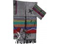 Gray Silk Handwoven Prayer Shawl Tallit Set with Colorful Wide Stripes - Gabrieli