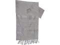 Handwoven Silk Tallit Set, White with Silver Stripes - Gabrieli