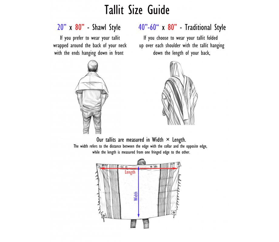 Handwoven Silk Tallit Set, White with Silver Stripes - Gabrieli