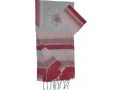 Handwoven White Silk Tallit Prayer Shawl with Shades of Pink Stripes - Gabrieli