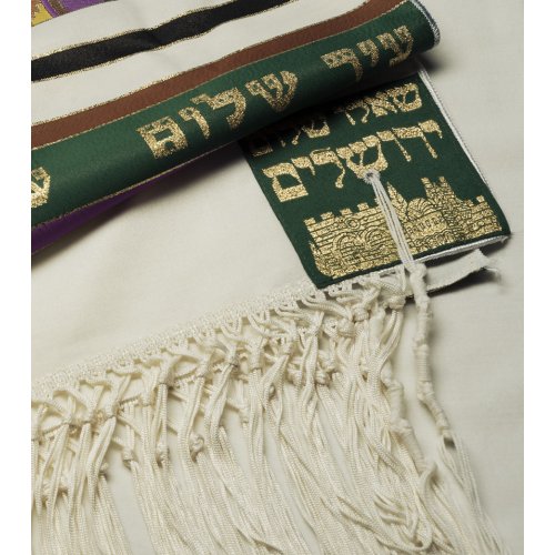 Jerusalem Design in Green Prayer Shawl by Talitania