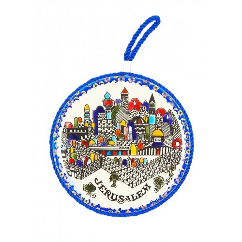 Jerusalem Images in Armenian Art on Ceramic Wall Plaque - Three Sizes