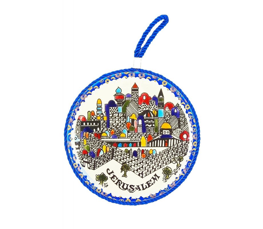 Jerusalem Images in Armenian Art on Ceramic Wall Plaque - Three Sizes