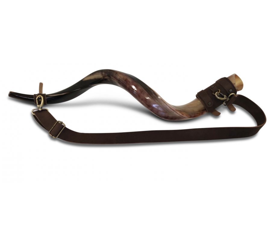 Leather Shoulder Strap for Carrying Yemenite Shofar Kudu Horn on Shoulder