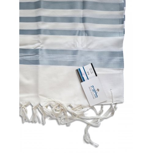 Lightweight Non-slip Prayer Shawl with Light Blue Stripes - Barak of Talitnia