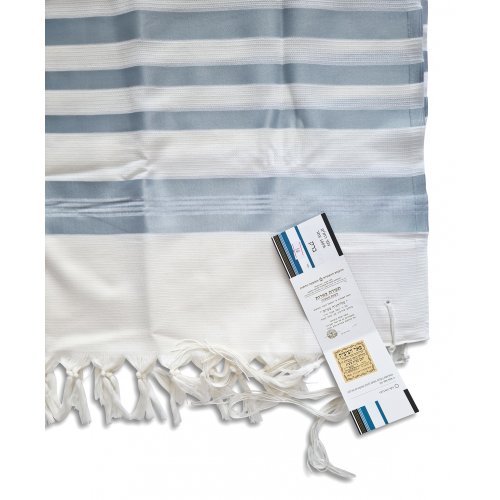 Lightweight Non-slip Prayer Shawl with Light Blue Stripes - Barak of Talitnia