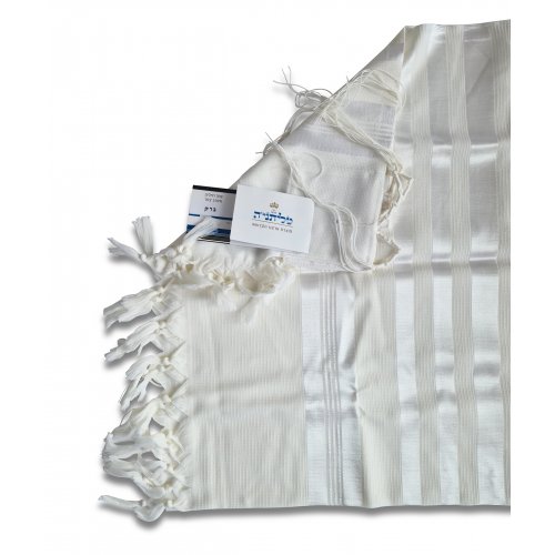 Lightweight Wool Non-slip Barak Prayer Shawl Tallit with White Stripes - Talitnia,