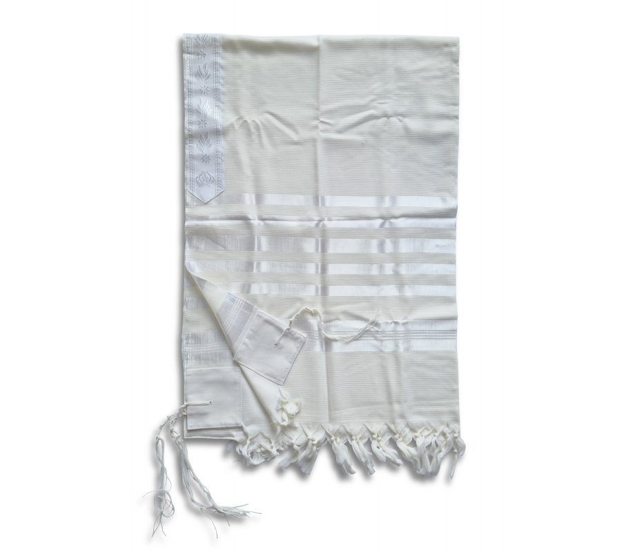 Lightweight Wool Non-slip Barak Prayer Shawl Tallit with White Stripes - Talitnia,