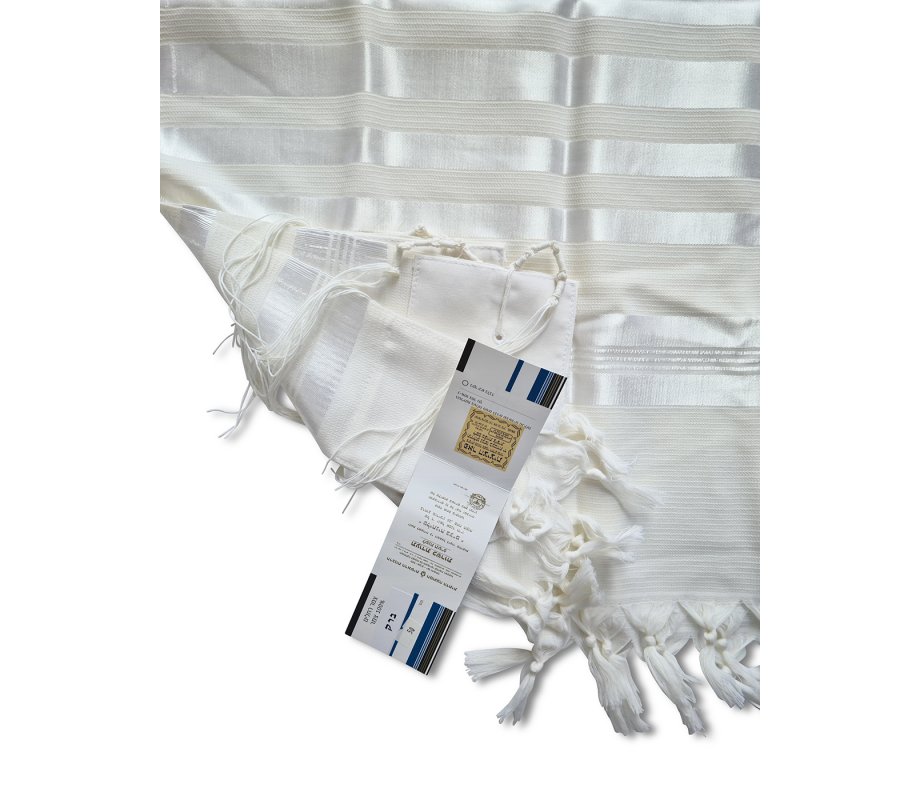 Lightweight Wool Non-slip Barak Prayer Shawl Tallit with White Stripes - Talitnia,