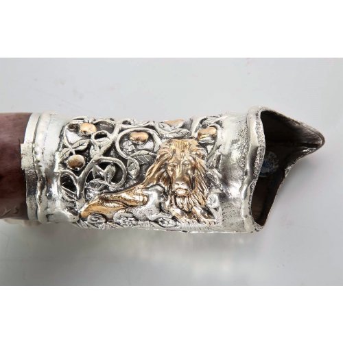 Lion and Lamb Design 925 Sterling Silver Yemenite Shofar