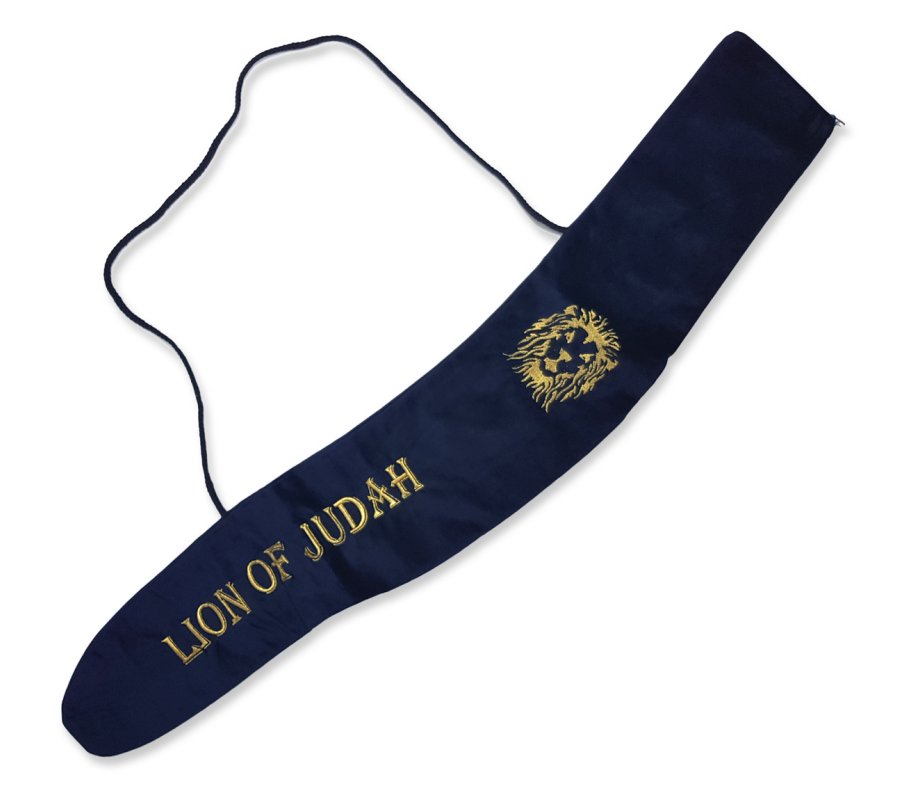 Lion of Judah Blue Velvet Yemenite Shofar Bag for Shofar 36 to 46 inches