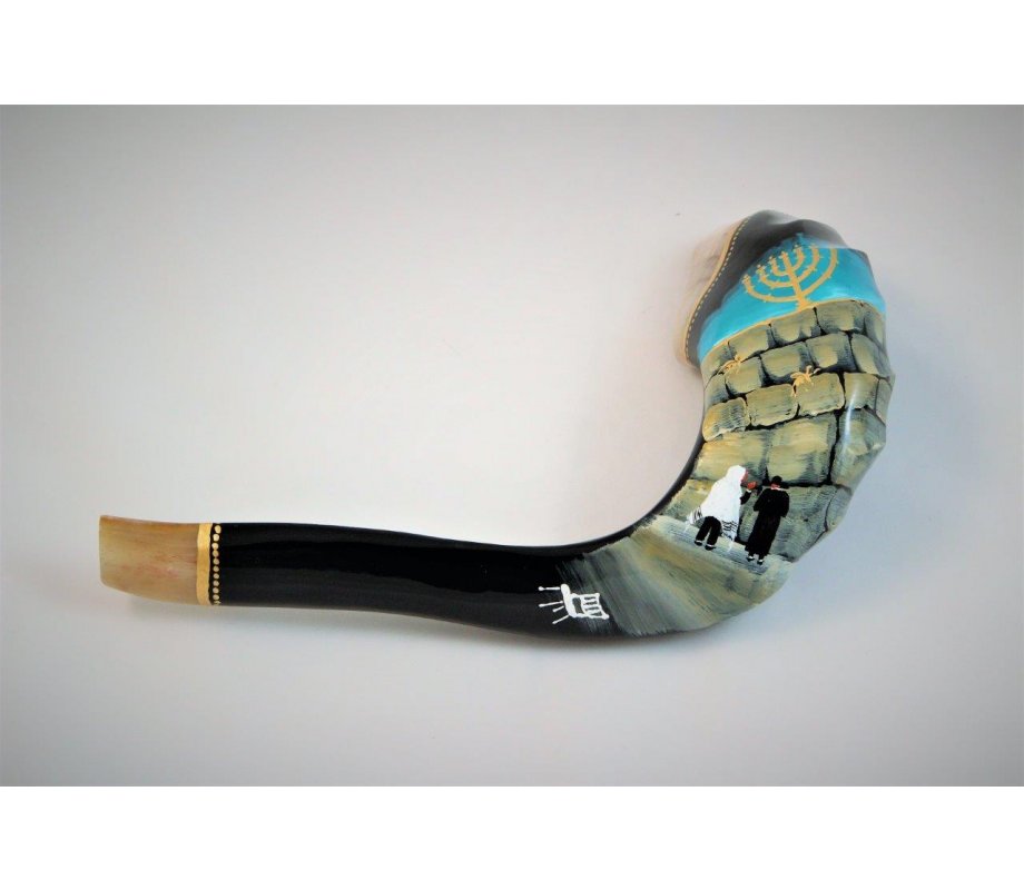 MYSHOFAR Decorated Hand Painted Ram's Horn Shofar