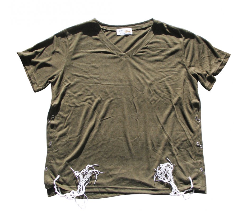 Mens T-Shirt with Attached Kosher Tzitzit - Khaki