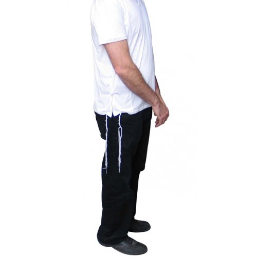 Men's T-Shirt with Attached Kosher Tzitzit - White