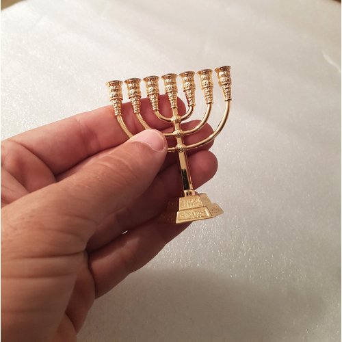 Miniature For Decoration Seven-Branch Menorah, Gold - 2.6