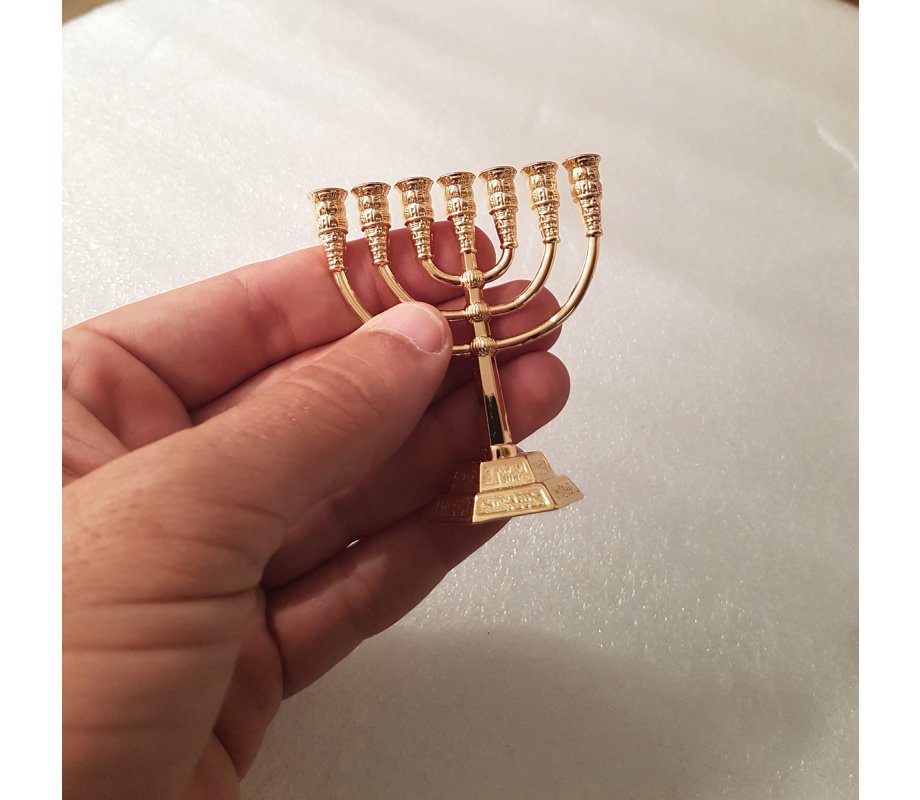Miniature For Decoration Seven-Branch Menorah, Gold - 2.6