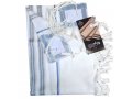 Noam Acrylic Tallit Prayer Shawl with Silver and Light Blue Stripes