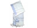 Noam Lightweight Nonslip Acrylic Tallit Prayer Shawl, Light Blue and Silver Stripes