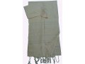 Off-white Handwoven Cotton Tallit Prayer Shawl Set Silver Stripes  Gabrieli