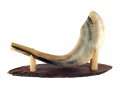 Oval Wood Stand with Kudu Horn Clips - for Ram Shofar Length 11-18 Inches