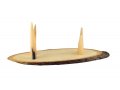 Oval Wood Stand with Kudu Horn Clips - for Ram Shofar Length 11-18 Inches