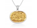 Pendant Necklace of Sterling Silver with Gold Plated Lion of Judah - Megiddo Seal