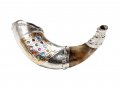 Rams Horn Shofar, Sterling Silver with Colorful Choshen Breastplate Image