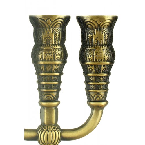 Seven Branch Copper Menorah, Jerusalem Images - Choose 8.6 or 5.3