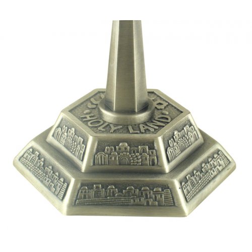 Seven Branch Pewter Menorah, Jerusalem Images - Choose 8.6