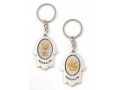 Silver Hamsa Key Ring, Swivel Center - Gold Jerusalem Images and Menorah